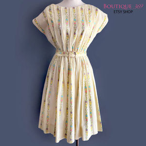 Soft Yellow Cotton Vintage Day Dress 50's 60's
